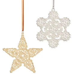 The Met Store 2024 Sterling Silver Star and Snowflake Ornament Set