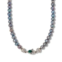 New The Met Store Chelsea Peacock Pearl Necklace and Drop Earrings Set