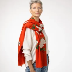 The Met Store Edo Blossoms and Butterflies Embroidered Shawl