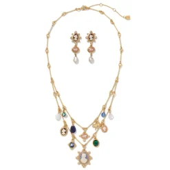 Best The Met Store European Cameo Charm Necklace and Drop Earrings Set