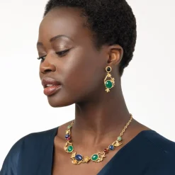 Hot The Met Store Japanese Imari Collar Necklace and Linear Drop Earrings Set