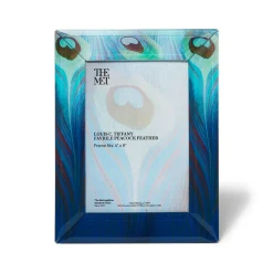New The Met Store Louis C. Tiffany Peacock Feather Rectangular Glass Frame