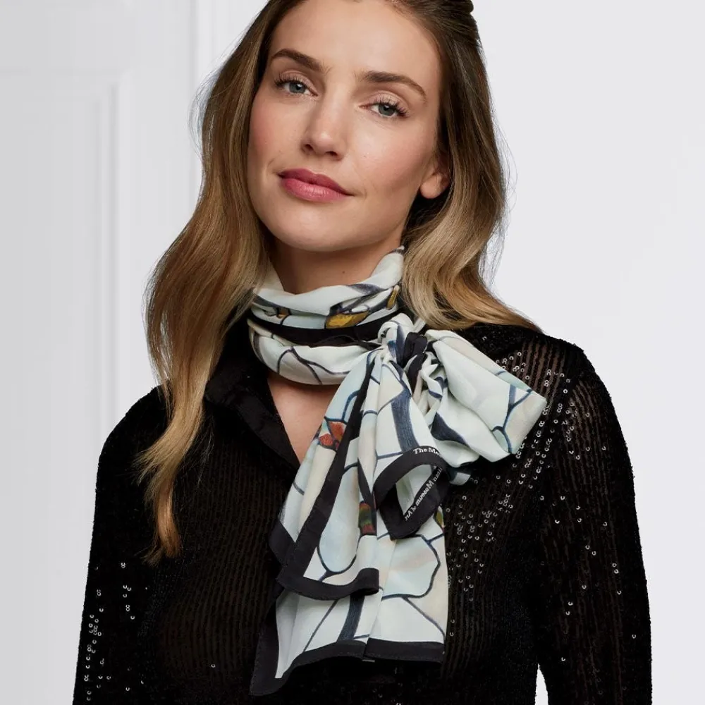 Hot The Met Store Louis C. Tiffany White Magnolia Oblong Silk Scarf