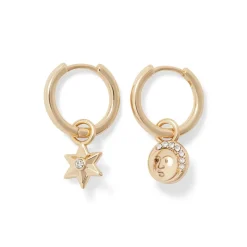 New The Met Store Moon and Star Hoop Earrings