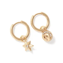 New The Met Store Moon and Star Hoop Earrings