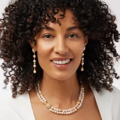 Clearance The Met Store Philippine Pearl Double-Strand Necklace and Linear Drop Earrings Set