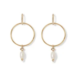 Sale The Met Store Royal Tudor Forward-Facing Hoop Earrings with Pearl Drops