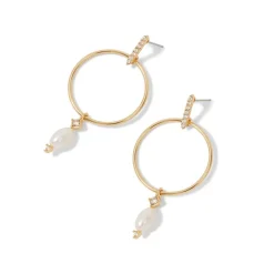 Sale The Met Store Royal Tudor Forward-Facing Hoop Earrings with Pearl Drops