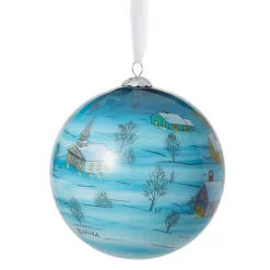 Discount The Met Store Santa and Reindeer Hand-Painted Glass Ornament