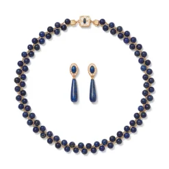 New The Met Store Spanish Baldric Lapis Braided Necklace and Elongated Drop Earrings Set