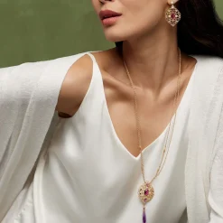 New The Met Store Turkish Amethyst Long Pendant Necklace