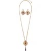 Best The Met Store Turkish Amethyst Long Pendant Necklace and Statement Earrings Set