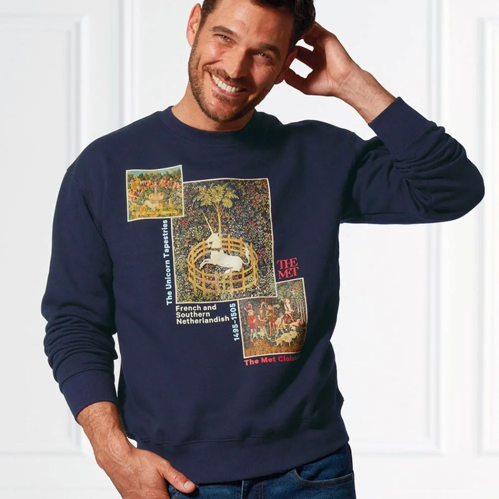 Sale The Met Store Unicorn Tapestries Crew Neck Sweatshirt