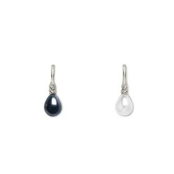 Best The Met Store Venus Pearl Silver Drop Earrings, Black/White