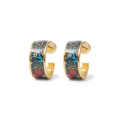 The Met Store William Morris Blackthorn Enamel Hoop Earrings