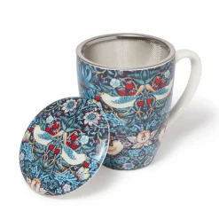 Clearance The Met Store William Morris Strawberry Thief Covered Mug with Tea Infuser