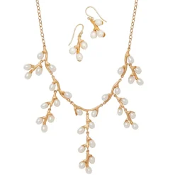 The Met Store Willow Catkins Pearl Bib Necklace and Drop Earrings Set