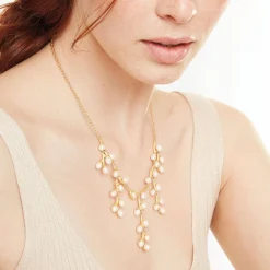 The Met Store Willow Catkins Pearl Bib Necklace and Drop Earrings Set